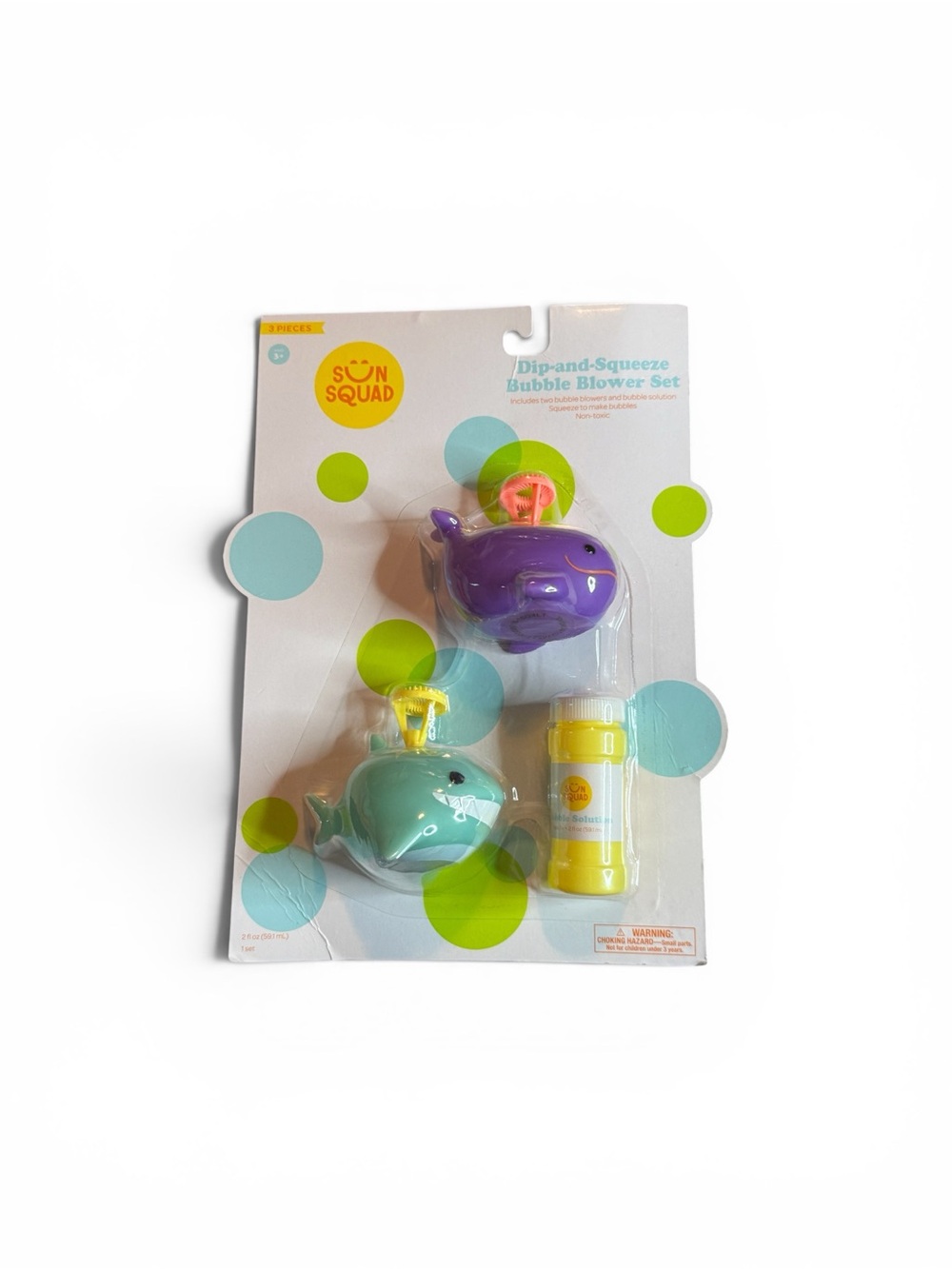 Sun Squad Kids Dip-and-Squeeze Bubble Blower Set - Purple & Teal